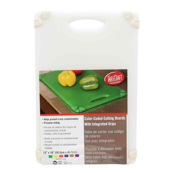 Tablecraft Grippy Cutting Board, White, 12"X18"X.5" - CBG1218AWH