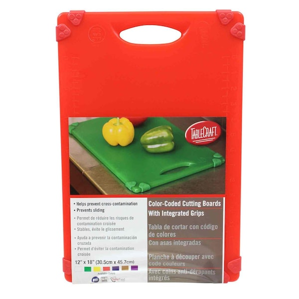 Tablecraft Grippy Cutting Board, Red, 12"X18"X.5" - CBG1218ARD