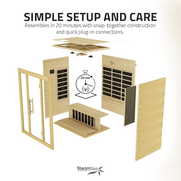 Steamspa 3-Person Carbon FAR Infrared Hemlock Wooden Indoor Sauna Room with LED Touch Control Panel - SC-SS0008-3P