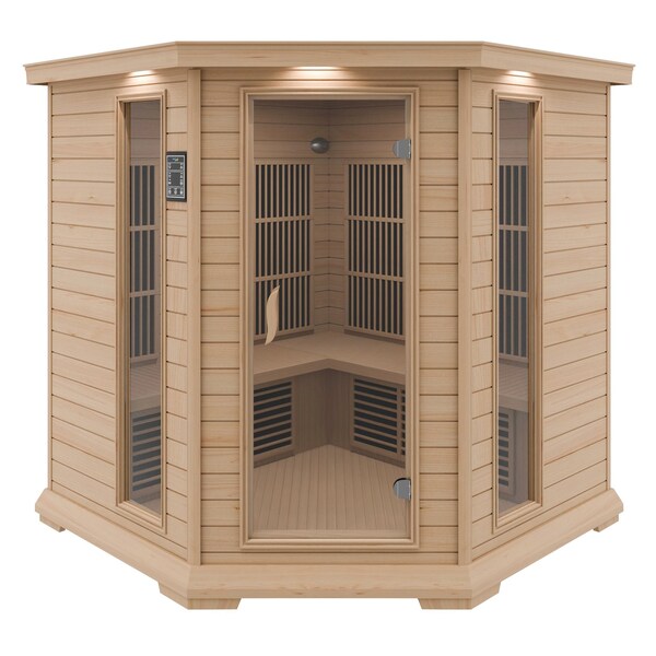 Steamspa 5-Person Carbon FAR Infrared Hemlock Wooden Indoor Sauna Room with LED Touch Control Panel - SC-SS0010-0S