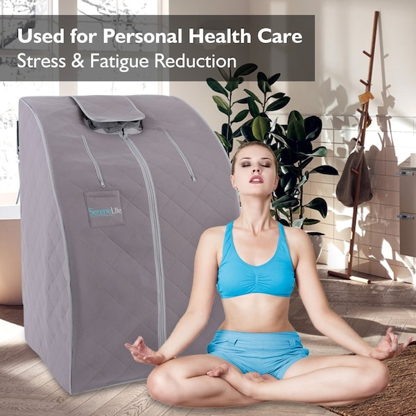 Serenelife Portable Infrared Home Spa, One Person Sauna For Detox & Weight Loss - SLISAU10GRY