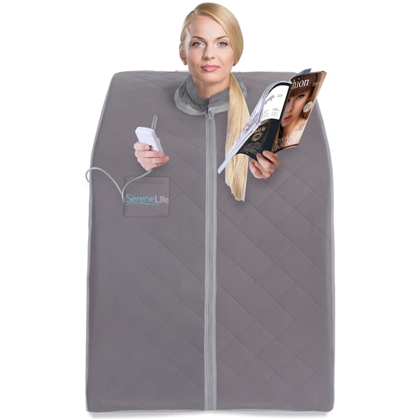 Serenelife Portable Infrared Home Spa, One Person Sauna For Detox & Weight Loss - SLISAU10GRY