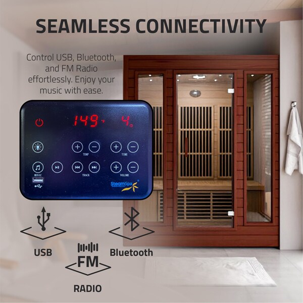 Steamspa 3-Person Carbon FAR Infrared Hemlock Wooden Indoor Sauna Room with LED Touch Control Panel - SC-SS0012-0S