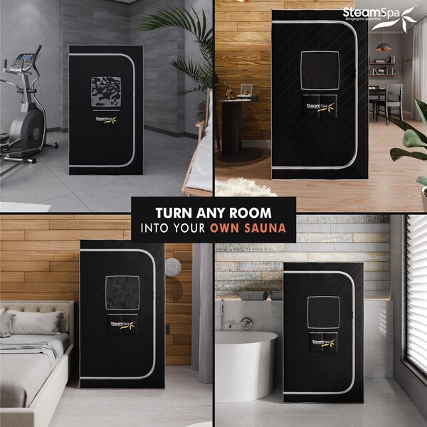 Steamspa Portable 1-Person Home Sauna with 2-Liter Steam Generator, Digital Control and Folding Chair - SP-SS0003-1P