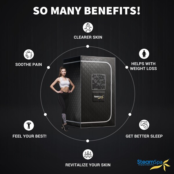 Steamspa Portable 1-Person Home Sauna with 2-Liter Steam Generator, Digital Control and Folding Chair - SP-SS0003-1P