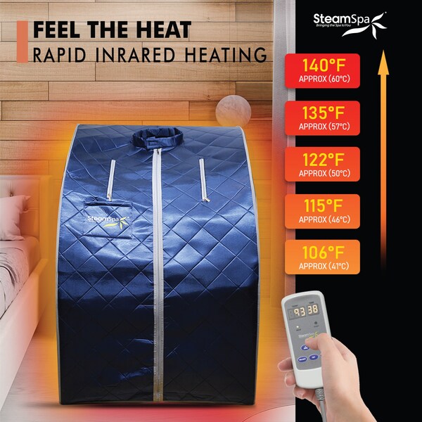 Steamspa Portable 1-Person Infrared Home Sauna with Digital Control, Infrared Foot Pad and Folding Chair - SP-SS0001-1P