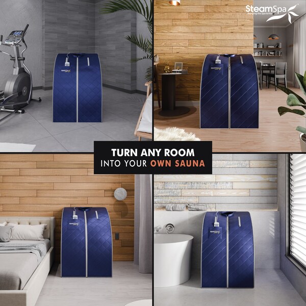 Steamspa Portable 1-Person Infrared Home Sauna with Digital Control, Infrared Foot Pad and Folding Chair - SP-SS0001-1P