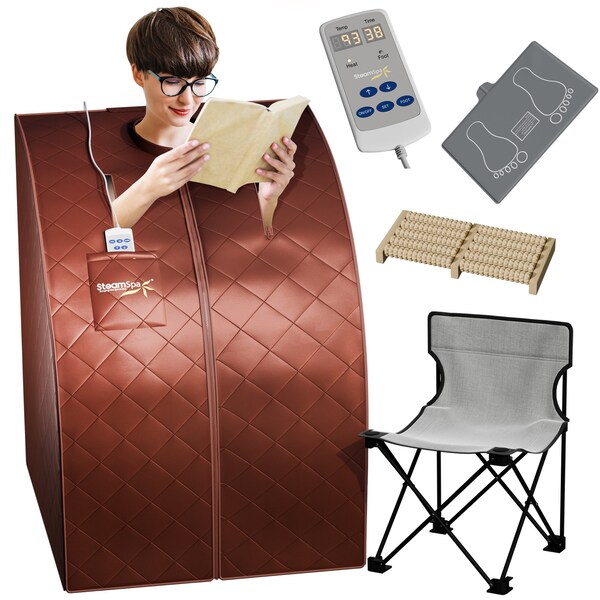 Steamspa Portable 1-Person Home Sauna Tent with Infrared Heating and Digital Control in Brown Finish - SP-SS0002-1P