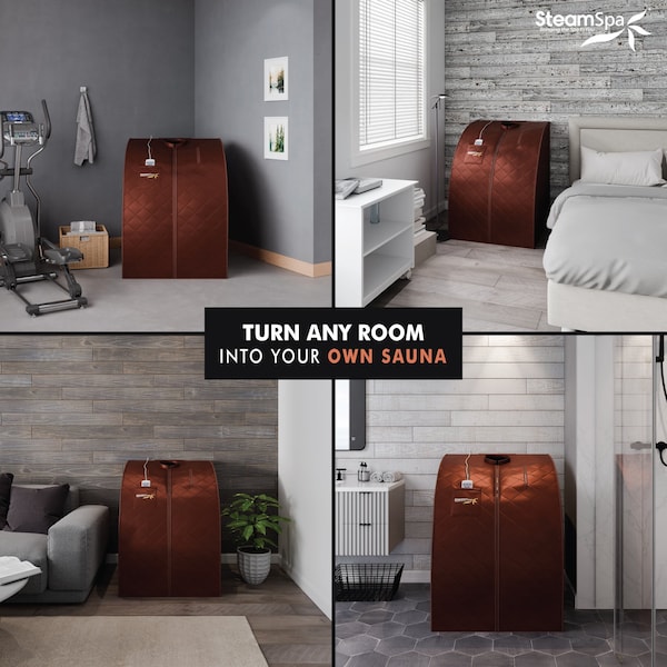 Steamspa Portable 1-Person Home Sauna Tent with Infrared Heating and Digital Control in Brown Finish - SP-SS0002-1P