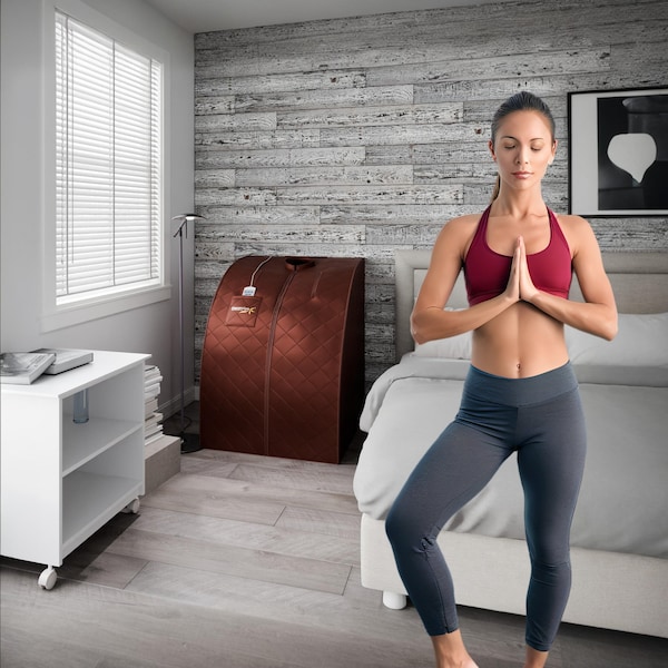 Steamspa Portable 1-Person Home Sauna Tent with Infrared Heating and Digital Control in Brown Finish - SP-SS0002-1P