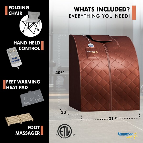 Steamspa Portable 1-Person Home Sauna Tent with Infrared Heating and Digital Control in Brown Finish - SP-SS0002-1P