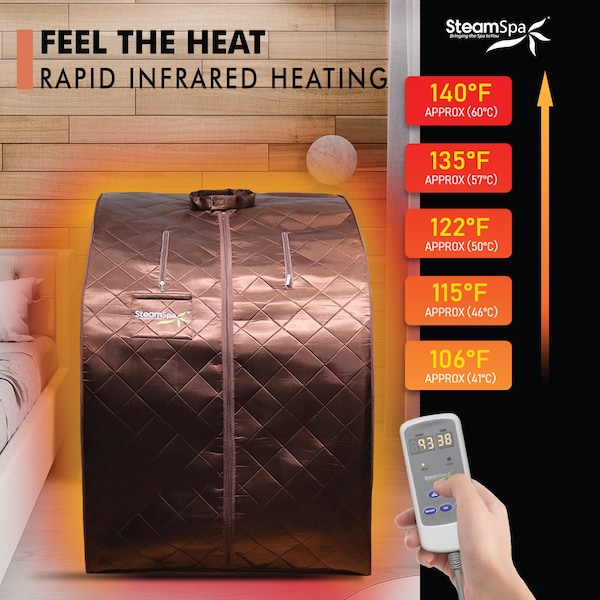 Steamspa Portable 1-Person Home Sauna Tent with Infrared Heating and Digital Control in Brown Finish - SP-SS0002-1P