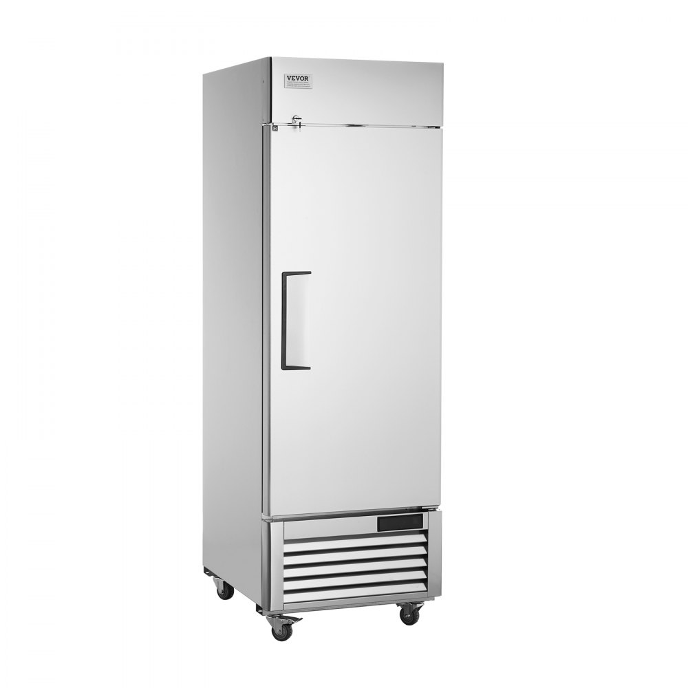 VEVOR Commercial Refrigerator 19.32 Cu.ft, Reach In 27" W Upright Refrigerator Single Door, Auto-Defrost Stainless Steel Reach-in Refrigerator & 4 Shelves, 33 to 41℉ Temp Control, LED Light, 4 Wheel - LSSYLJMCLZDMV1HKOV1