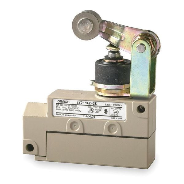 Interruptor de límite Omron, émbolo, palanca de rodillo, SPDT, 10A @ 480V AC, Ubicación del actuador: Arriba - ZV2NA22S