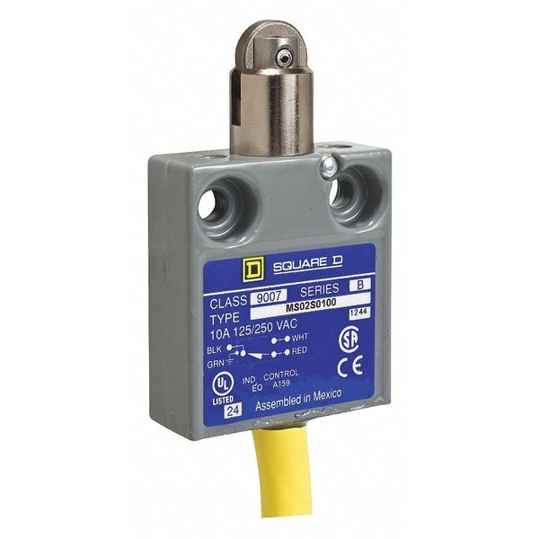 Interruptor de límite Telemecanique Sensors, Émbolo, Rodillo, SPDT, 10A @ 240V AC, Ubicación del actuador: Superior - 9007ML02S0100