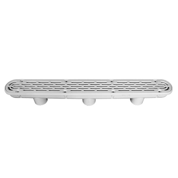 Powerplay 32 in. Channel Drain with 3 Port Sump & Flate Grate Anti-Entrapment Suction Outlet Cover, White - PO2525375