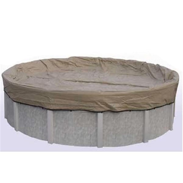 Midwest Canvas 28 ft. Black & Tan Round Above Ground Winter Pool Cover; 20 Year - BT0028