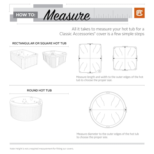 Classic Accessories Medium Square Hot Tub Cover, Grey - 55-885-035101-EC