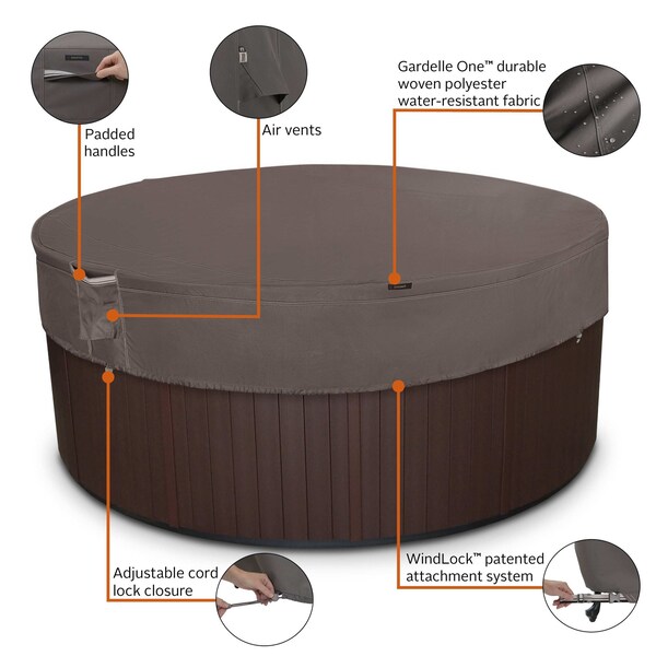 Classic Accessories Ravenna Water-Resistant Round Hot Tub Cover, 84 in. - 56-491-015101-EC