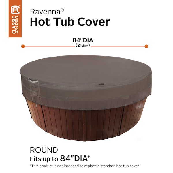 Classic Accessories Ravenna Water-Resistant Round Hot Tub Cover, 84 in. - 56-491-015101-EC