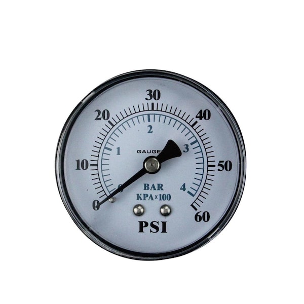 Pool Central 2.5 in. Back Mount Plastic Cover Pressure Gauge 0-60 PSI6 - 32727581
