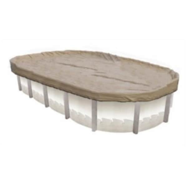 Midwest Canvas 18 x 34 ft. Black & Tan Oval Above Ground Winter Pool Cover; 20 Year - BT1834