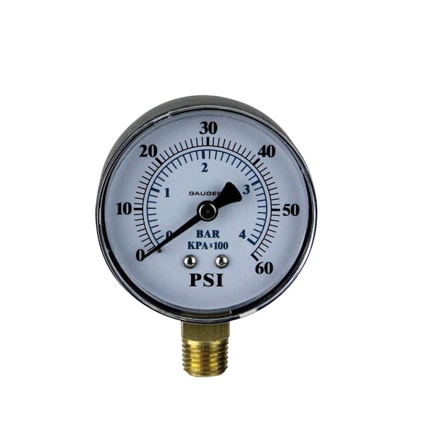 Pool Central 3.25 in. Side Mount Plastic Cover Pressure Gauge 0-60 PSI - 32727582
