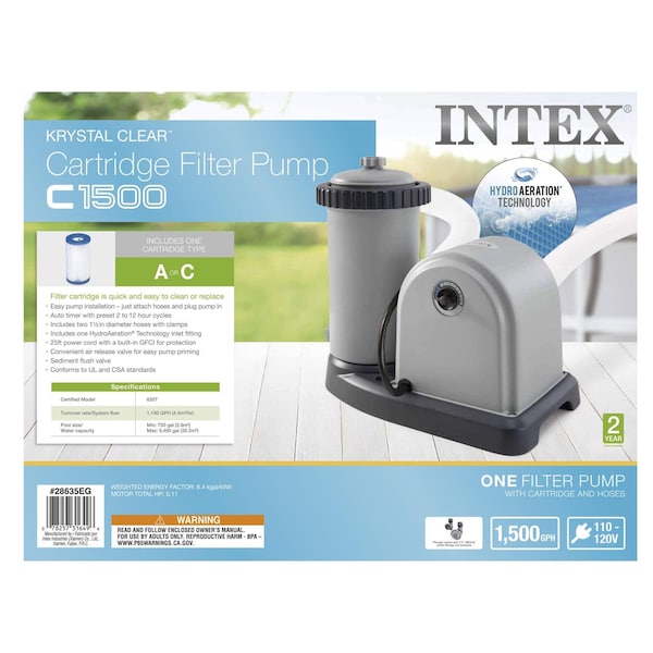 Intex Recreation Intex Krystal Clear Above Ground Filter Pump 1500 gal 14.1 in. H X 18.1 in. W X 12.5 in. L - 28635EG