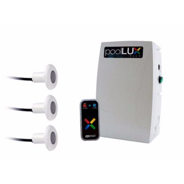 Sr Smith 80 ft. 60W 120V XFMR & RC PoolLUX Plus Lighting Control System - 3 Kelo Pool Lights, Multi Color - 3KE-PLX-PL60