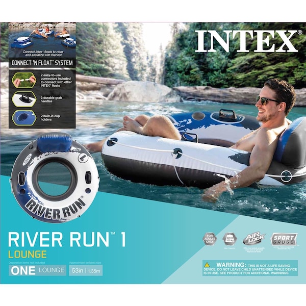 Intex Intex River Run Blue/White Vinyl Inflatable Floating Tube - 58825EP