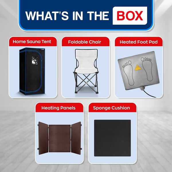 Topmaster Compact Infrared Sauna Chair, 1300W, Foldable, Detox Therapy, 140 DegF, Zippers, Black - TMSAUIN54BLK