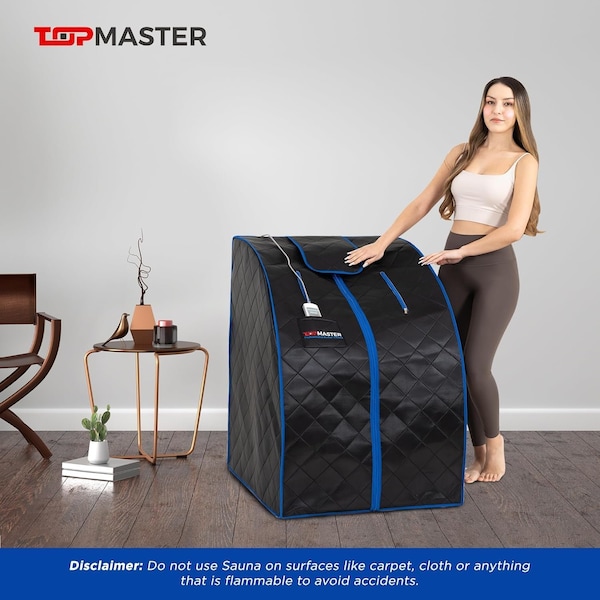 Topmaster Compact Infrared Home Sauna Kit, 1050W, Foldable Chair, Zipped Access, 140 DegF, Black - TMSAUIN48BLK