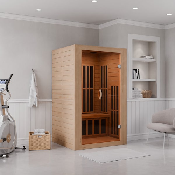 Steamspa 2-Person Carbon FAR Infrared Hemlock Wooden Indoor Sauna Room with LED Touch Control Panel - SC-SS0014-GS
