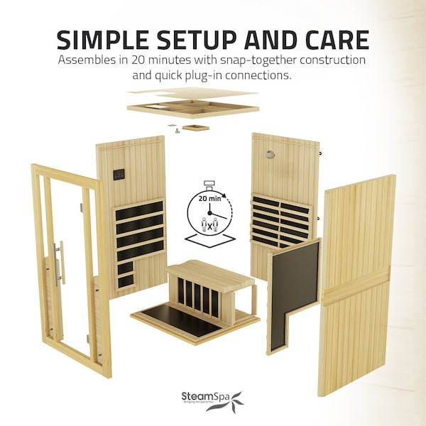 Steamspa 2-Person Carbon FAR Infrared Hemlock Wooden Indoor Sauna Room with LED Touch Control Panel - SC-SS0011-0S