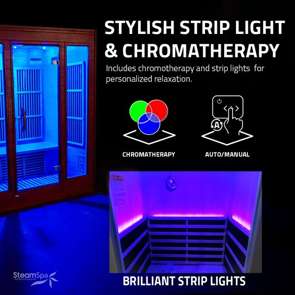 Steamspa 2-Person Carbon FAR Infrared Hemlock Wooden Indoor Sauna Room with LED Touch Control Panel - SC-SS0011-0S