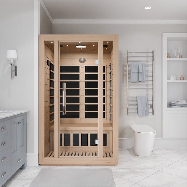 Steamspa 2-Person Low EMF Carbon FAR Infrared Wooden Indoor Sauna with LED Touch Control Panel - SC-SS0008-2P