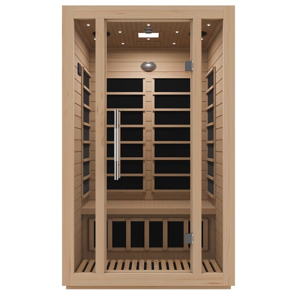Steamspa 2-Person Low EMF Carbon FAR Infrared Wooden Indoor Sauna with LED Touch Control Panel - SC-SS0008-2P