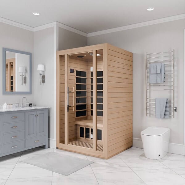 Steamspa 2-Person Low EMF Carbon FAR Infrared Wooden Indoor Sauna with LED Touch Control Panel - SC-SS0008-2P