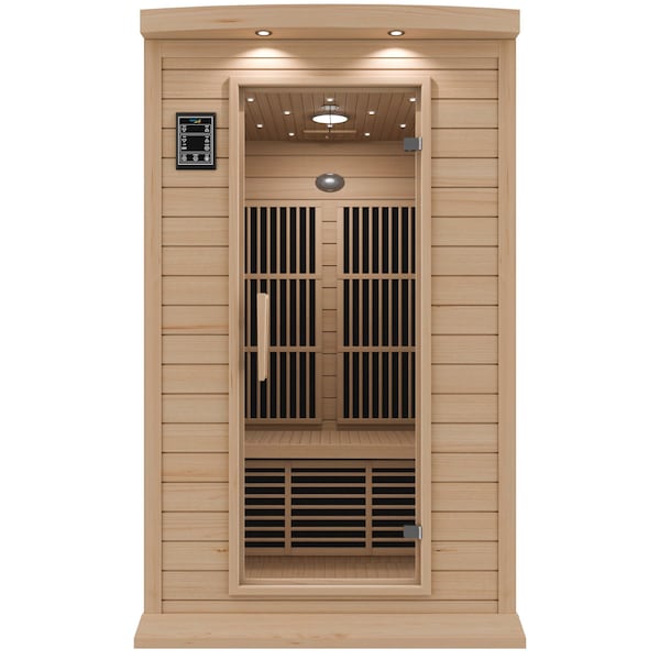Steamspa 2-Person Carbon FAR Infrared Hemlock Wooden Indoor Home Sauna with LED Touch Control Panel - SC-SS0009-0S
