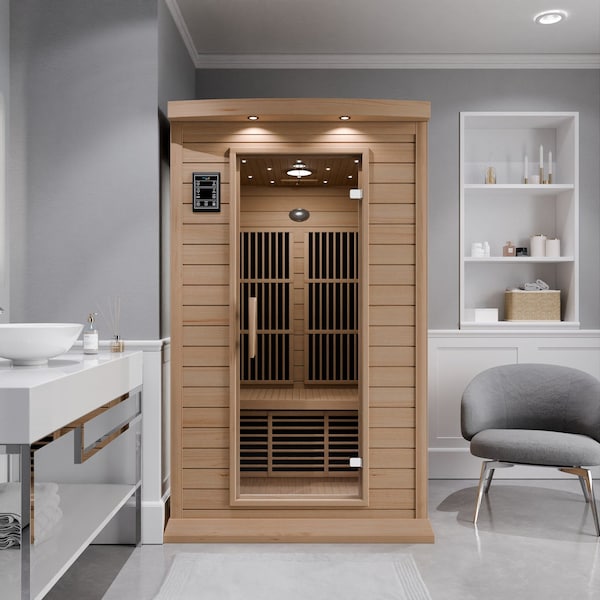 Steamspa 2-Person Carbon FAR Infrared Hemlock Wooden Indoor Home Sauna with LED Touch Control Panel - SC-SS0009-0S