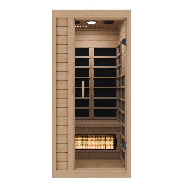 Steamspa 1-Person Carbon FAR Infrared Hemlock Wooden Indoor Sauna Room with LED Touch Control Panel - SC-SS0013-GS