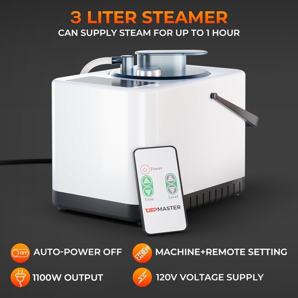 Topmaster Portable Steam Sauna, 99-Min Timer, 9 Heat Levels, 3L Steamer, Foldable Chair, Gray Waterproof Tent - TMSAUST30BLK.6