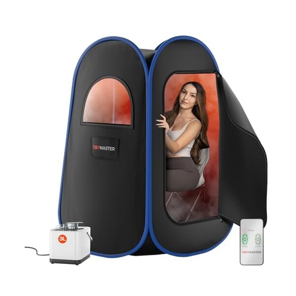 Topmaster Portable Steam Sauna for Home, 3L Steamer, 9 Heat Levels, Black Waterproof Tent, Chair - TMSAUST10BLK.6