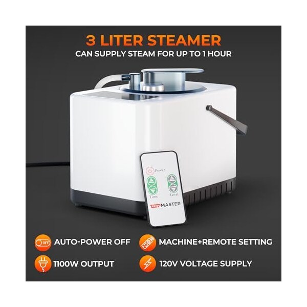 Topmaster Portable Steam Sauna for Home, 3L Steamer, 9 Heat Levels, Black Waterproof Tent, Chair - TMSAUST10BLK.6