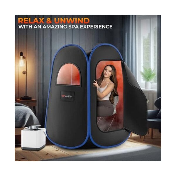 Topmaster Portable Steam Sauna for Home, 3L Steamer, 9 Heat Levels, Black Waterproof Tent, Chair - TMSAUST10BLK.6