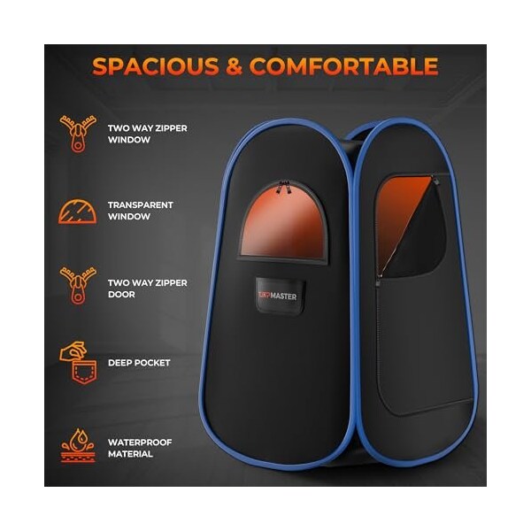 Topmaster Portable Steam Sauna for Home, 3L Steamer, 9 Heat Levels, Black Waterproof Tent, Chair - TMSAUST10BLK.6