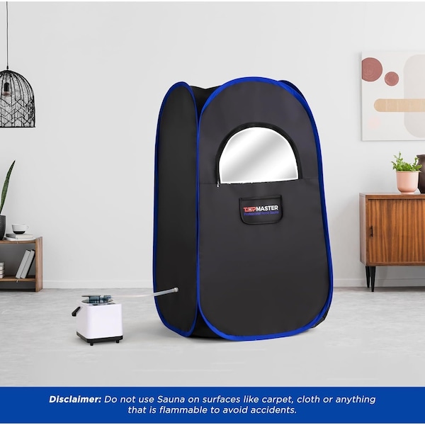 Topmaster Foldable Portable Steam Sauna, 3L 1100W Generator, Sauna Tent with Chair and Remote, Black - TMSAUST10BLK