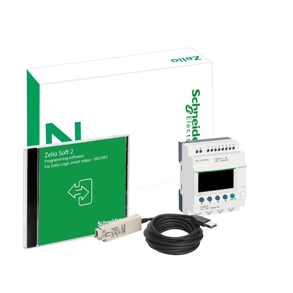 Paquetes de descubrimiento compactos de Schneider Electric, Zelio Logic SR2 SR3, paquete de descubrimiento de relé inteligente, 12 E/S, 100 a 240V CA - SR2PACKFU