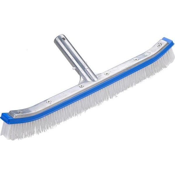 Aquafirst Aqua First NA8008 18 in. Curved Aluminum Brush for Swimming Pool Walls & Floors; Blue & Aluminum - NA8008