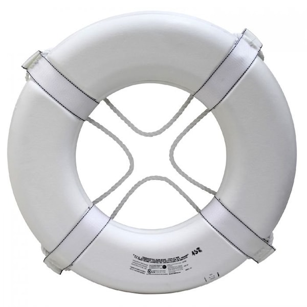 Kemp Usa White Ring Buoy, USGC Approved, 20" - 10-206-WHI